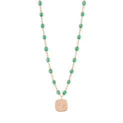 Collier menthe Miss Gigi diamant, or rose, 42 cm