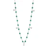 Collier émeraude Gigi Suprême, or blanc, 5 diamants, 45 cm