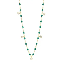 Collier émeraude Gigi Suprême, or jaune, 5 diamants, 45 cm