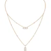 Collier Move Uno Pavé 2 Rangs Diamant Or Rose