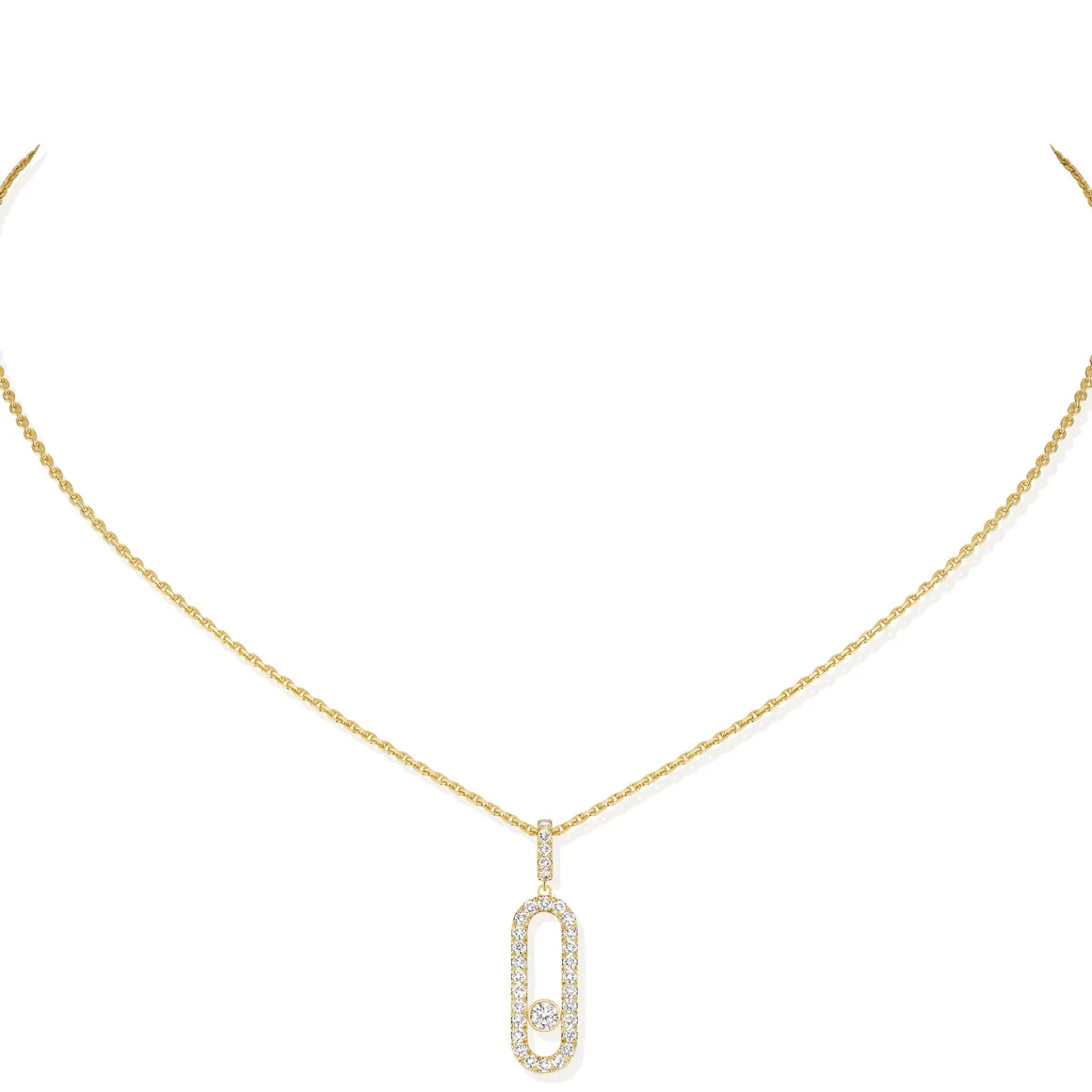 Collier Move Uno Pavé Diamant Or Jaune