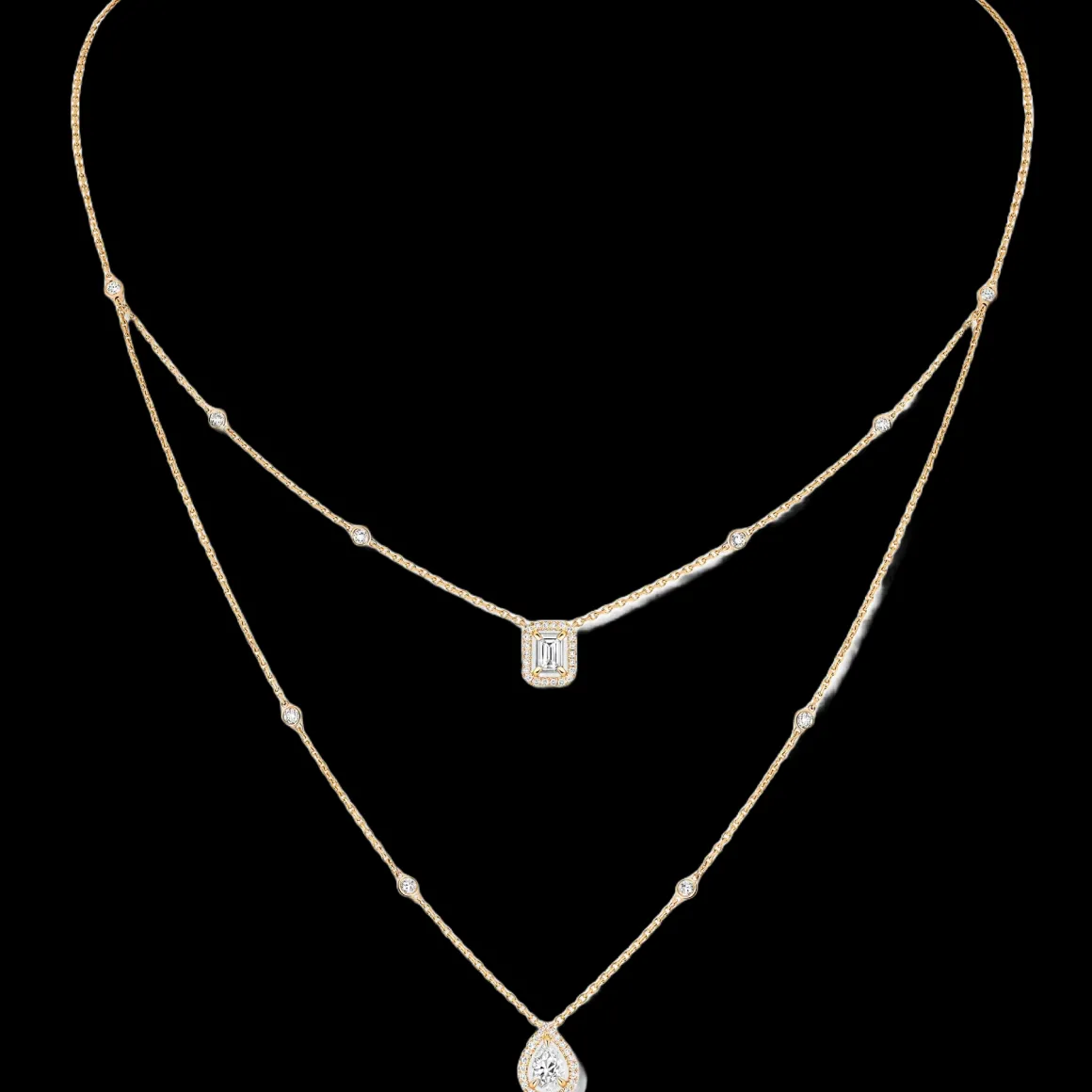 Collier My Twin 2 Rangs 0,40ct x2 Diamant Or Jaune