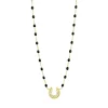 Collier noir Fer à cheval, diamants, or jaune, 42 cm