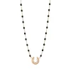 Collier noir Fer à cheval, diamants, or rose, 42 cm