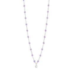 Collier parme Gigi Suprême, or blanc, 1 diamant, 42 cm