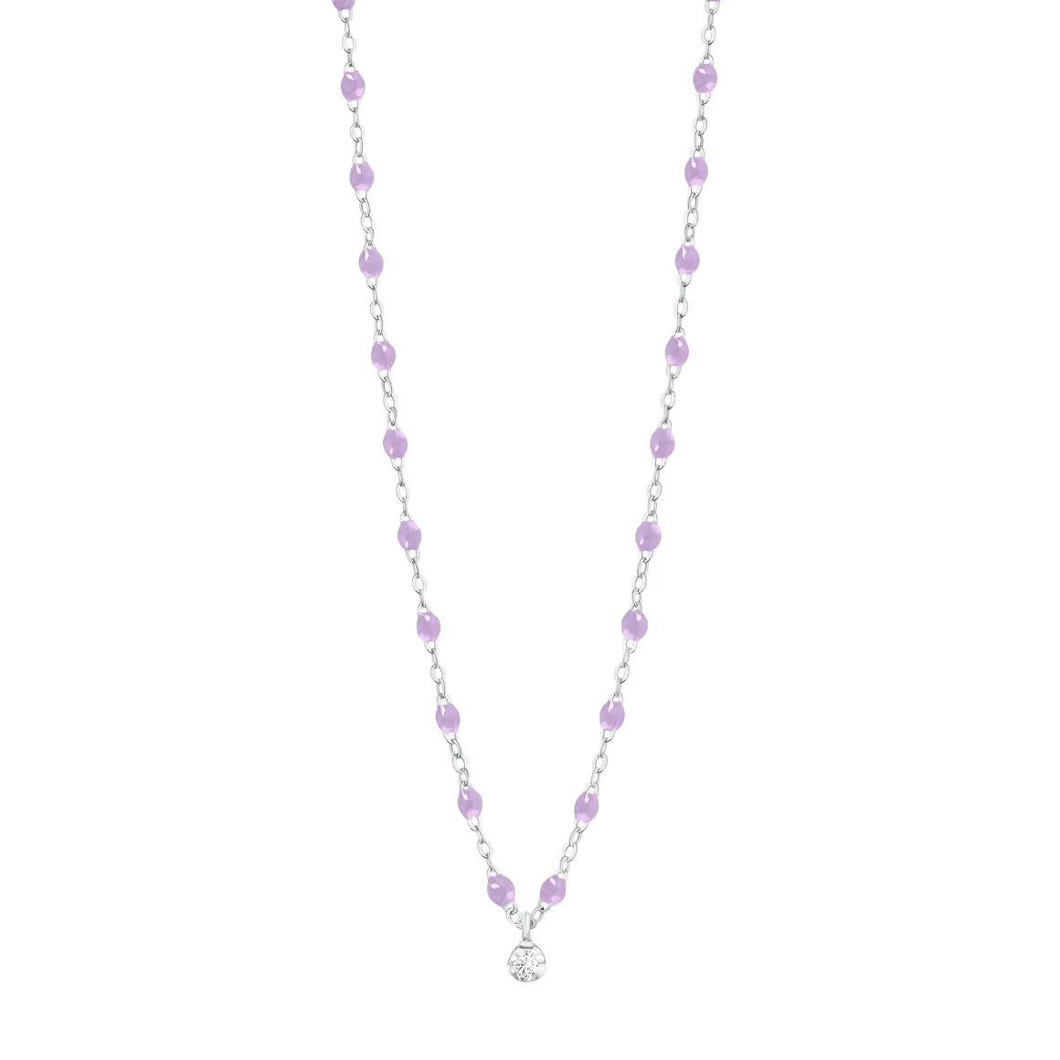 Collier parme Gigi Suprême, or blanc, 1 diamant, 42 cm