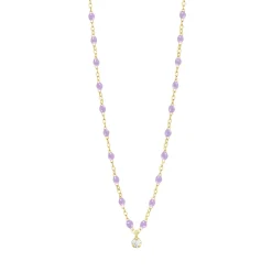 Collier parme Gigi Suprême, or jaune, 1 diamant, 42 cm