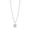 Collier Poisson Ange résine glacier, or rose, 42 cm