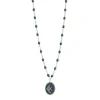 Collier Poisson Ange résine céleste, or rose, 42 cm