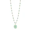 Collier Poisson Ange résine glacier, or jaune, 42 cm