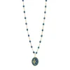 Collier Poisson Ange résine céleste, or jaune, 42 cm