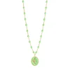 Collier Poisson Ange résine anis, or jaune, 42 cm