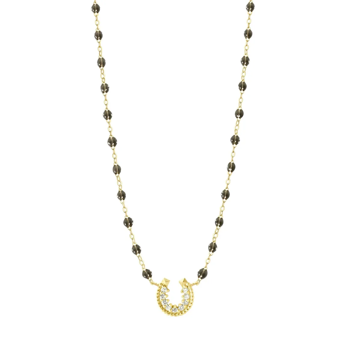 Collier quartz Fer à cheval, diamants, or jaune, 42 cm