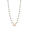 Collier quartz Fer à cheval, diamants, or rose, 42 cm