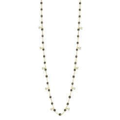 Collier quartz Gigi Suprême, or jaune, 10 diamants, 60 cm