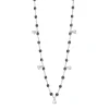 Collier quartz Gigi Suprême, or blanc, 5 diamants, 45 cm