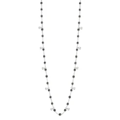 Collier quartz Gigi Suprême, or blanc, 10 diamants, 60 cm