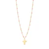 Collier rose bébé Croix Classique Gigi, or jaune, 42 cm