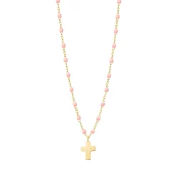 Collier rose bébé Croix Classique Gigi, or jaune, 42 cm