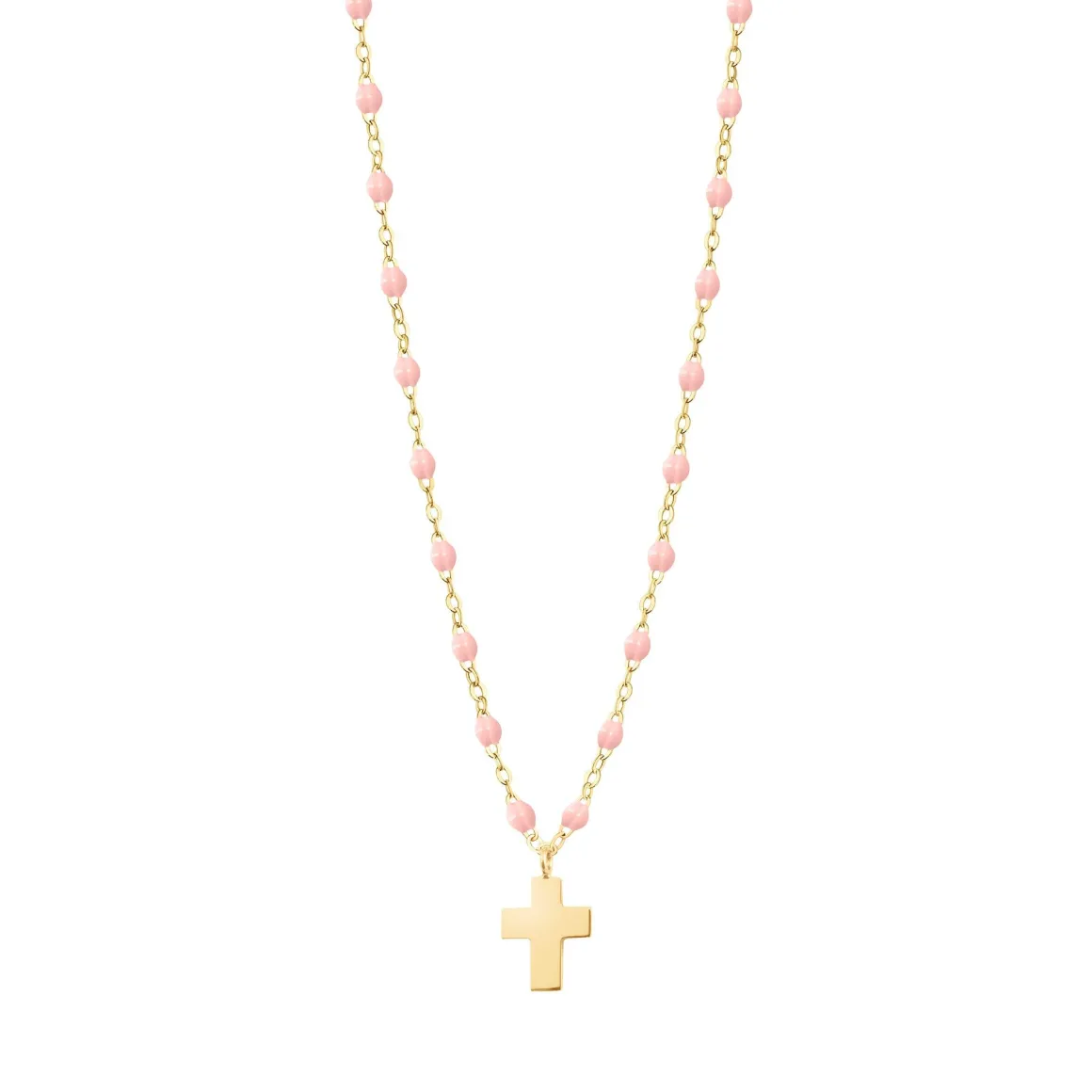 Collier rose bébé Croix Classique Gigi, or jaune, 42 cm