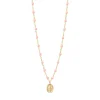 Collier rose bébé Madone, or jaune, 42 cm