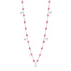 Collier rose fluo Gigi Suprême, or blanc, 5 diamants, 45 cm