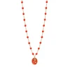 Collier Rose résine corail, or rose, 42 cm