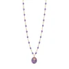 Collier Rose résine mauve, or rose, 42 cm