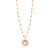Collier Soleil orange fluo, or rose, 42 cm