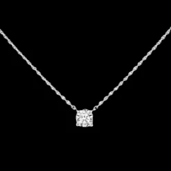 Collier Solitaire Brillant 0,25ct G/VS Diamant Or Blanc