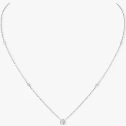 Collier Solitaire Brillant 0,25ct G/VS Diamant Or Blanc