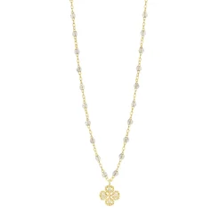Collier sparkle Lucky Trèfle, diamants, or jaune, 42 cm