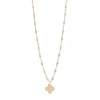 Collier sparkle Lucky Trèfle, diamants, or rose, 42 cm