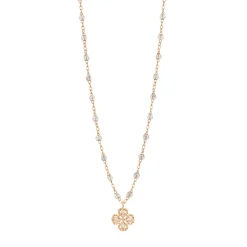 Collier sparkle Lucky Trèfle, diamants, or rose, 42 cm