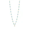 Collier turquoise Gigi Suprême, or jaune, 1 diamant, 42 cm