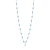 Collier turquoise Gigi Suprême, or blanc, 1 diamant, 42 cm
