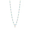 Collier turquoise Gigi Suprême, or rose, 1 diamant, 42 cm