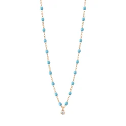 Collier turquoise Gigi Suprême, or rose, 1 diamant, 42 cm