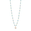 Collier turquoise Puce diamants, or rose, 42 cm