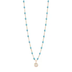 Collier turquoise Puce diamants, or rose, 42 cm