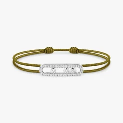 Cordon Messika CARE(S) Kaki Pavé Diamant Or Blanc