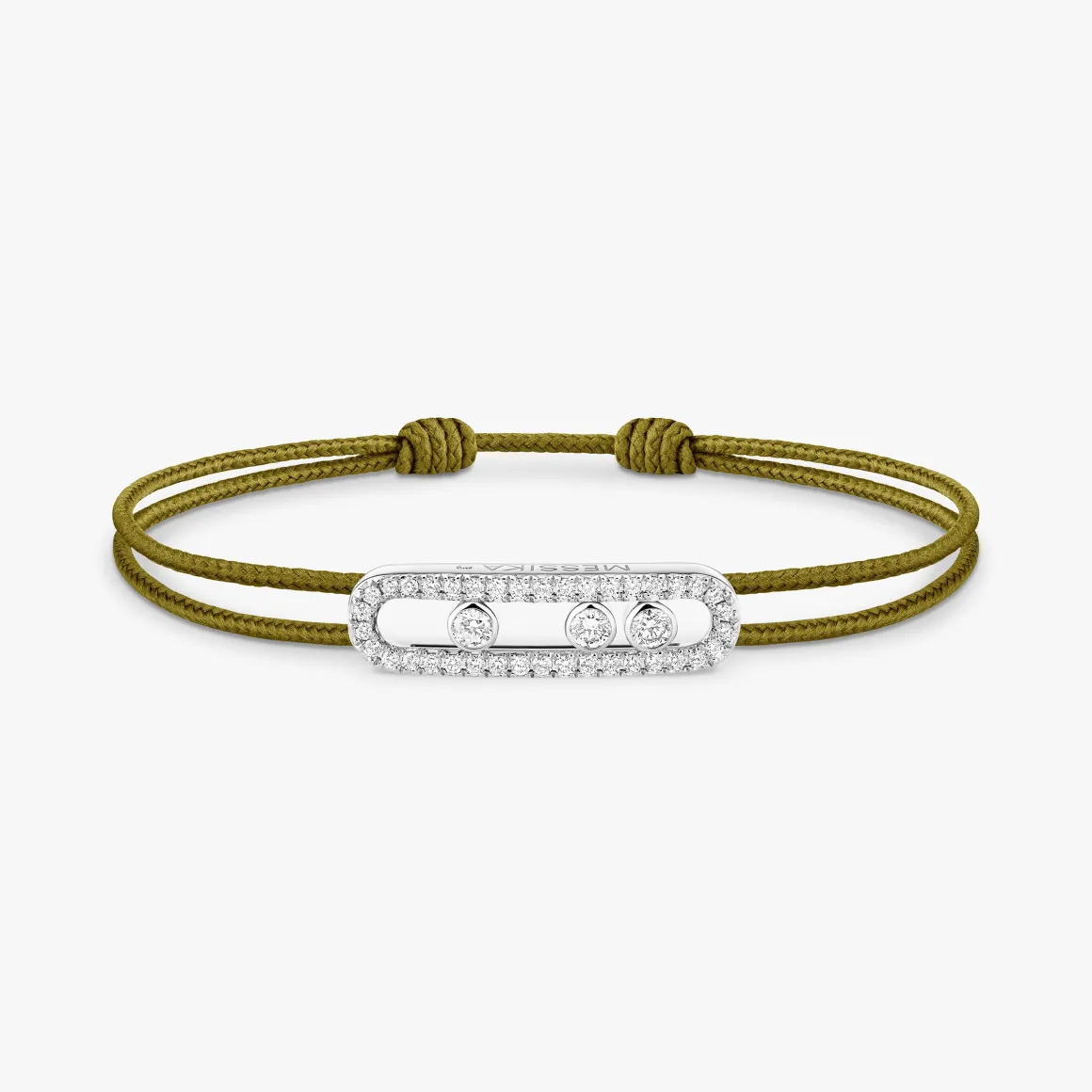 Cordon Messika CARE(S) Kaki Pavé Diamant Or Blanc