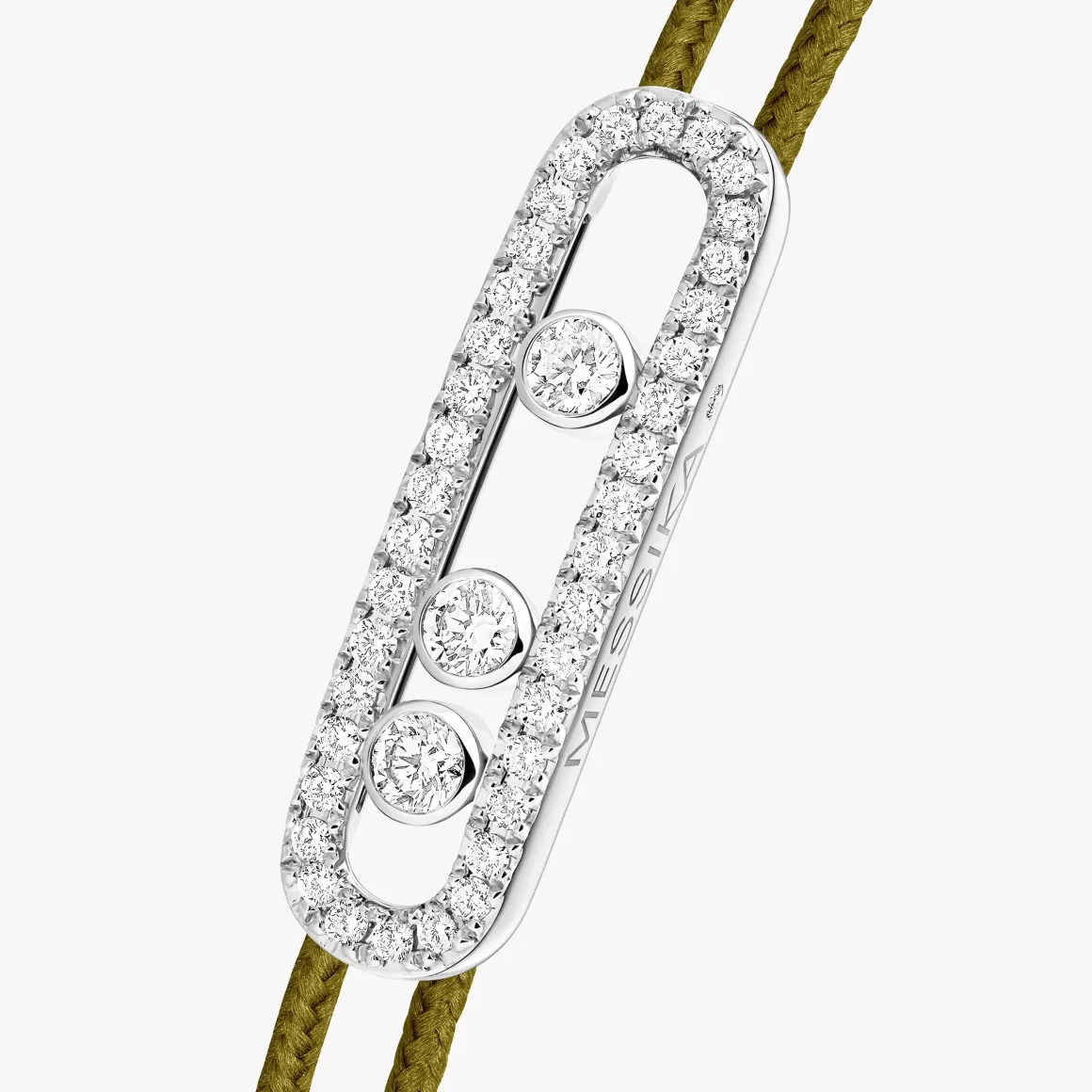 Cordon Messika CARE(S) Kaki Pavé Diamant Or Blanc