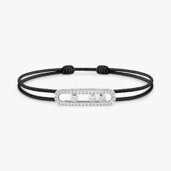 Cordon Messika CARE(S) Noir Pavé Diamant Or Blanc