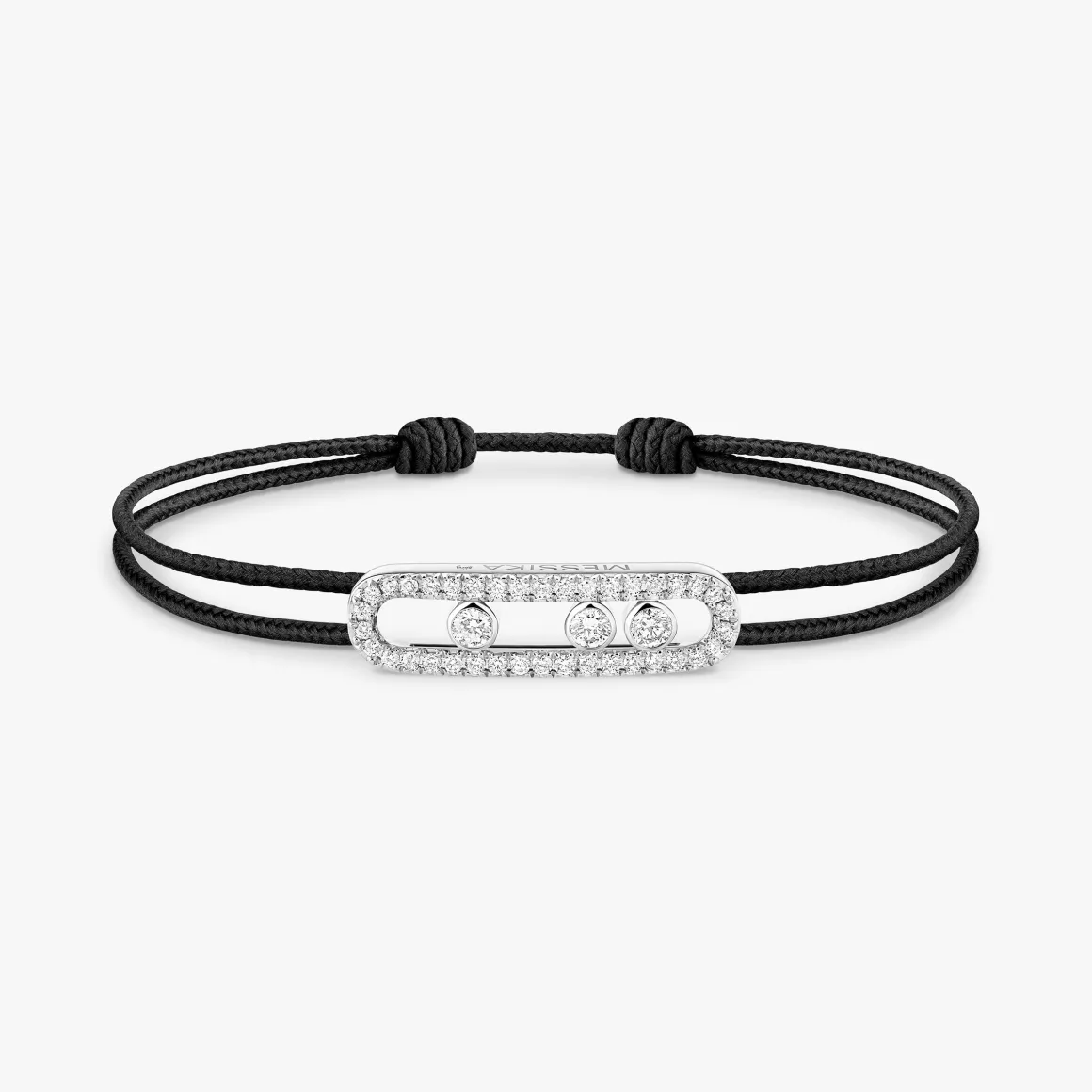 Cordon Messika CARE(S) Noir Pavé Diamant Or Blanc