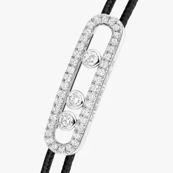 Cordon Messika CARE(S) Noir Pavé Diamant Or Blanc