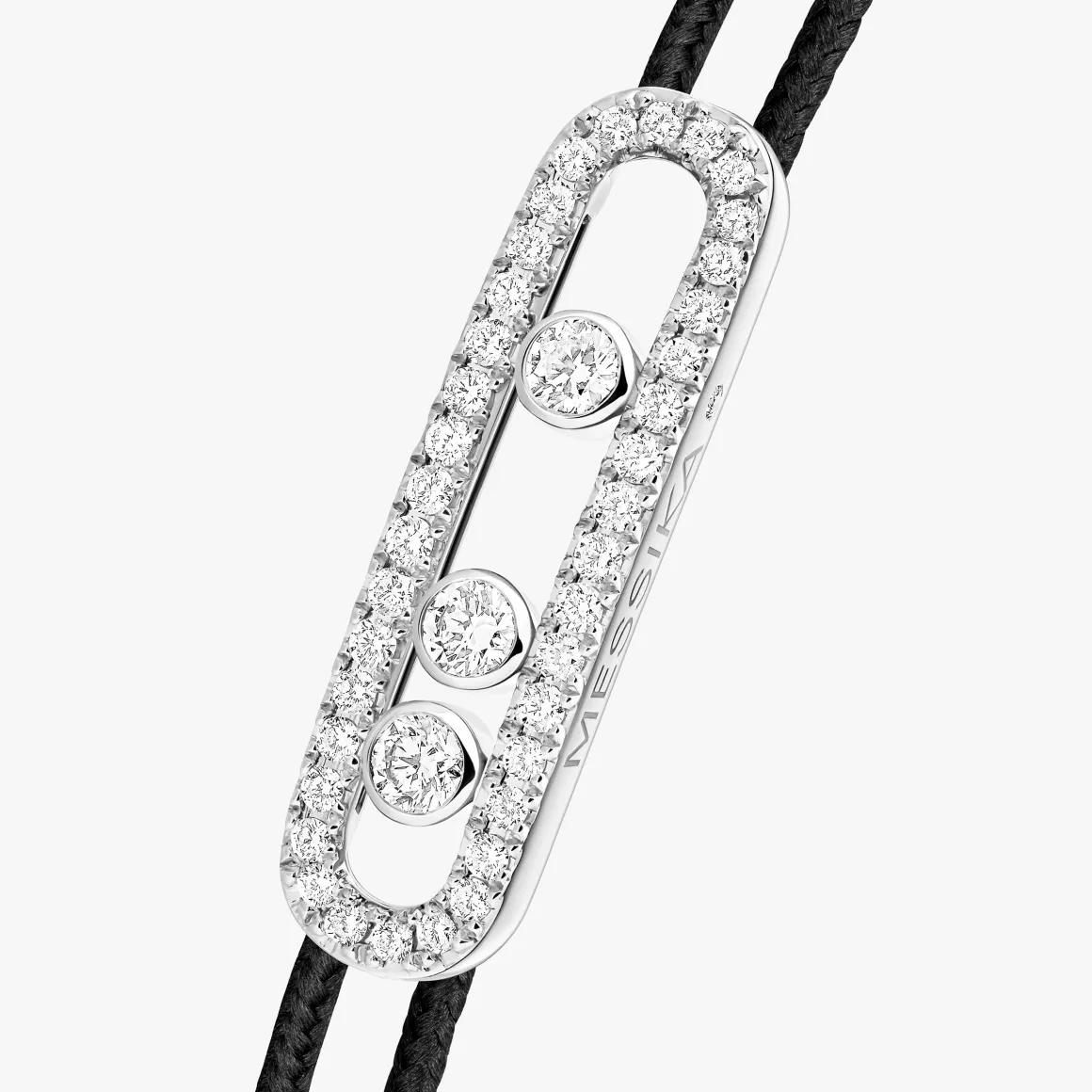 Cordon Messika CARE(S) Noir Pavé Diamant Or Blanc
