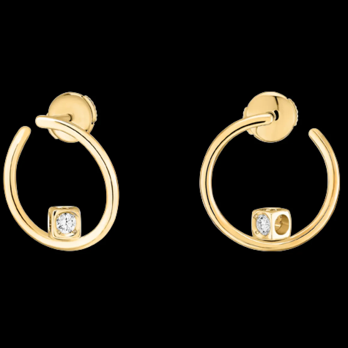 Créoles Le Cube Diamant or jaune et diamants