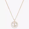 Lucky Move MM Nacre blanche Collier Diamant Or Rose