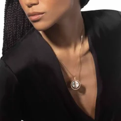 Lucky Move MM Nacre blanche Collier Diamant Or Rose